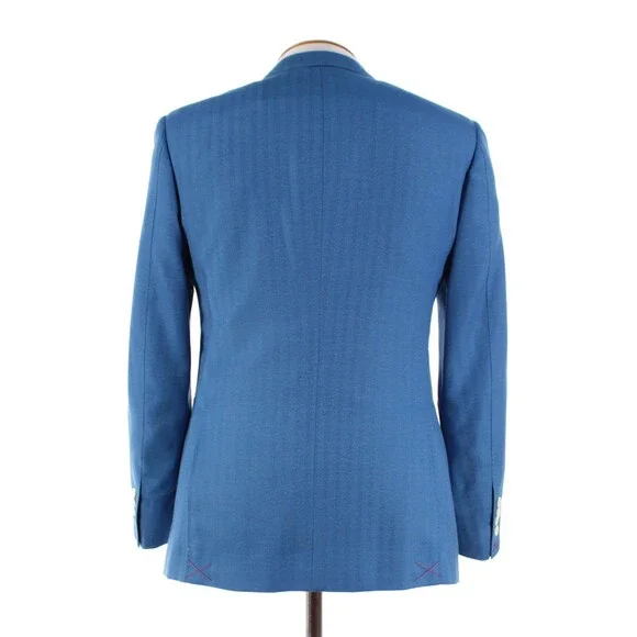 Cardinal of Canada NWT Wool / Silk Sport Coat Size 38R US In Blue Herringbone